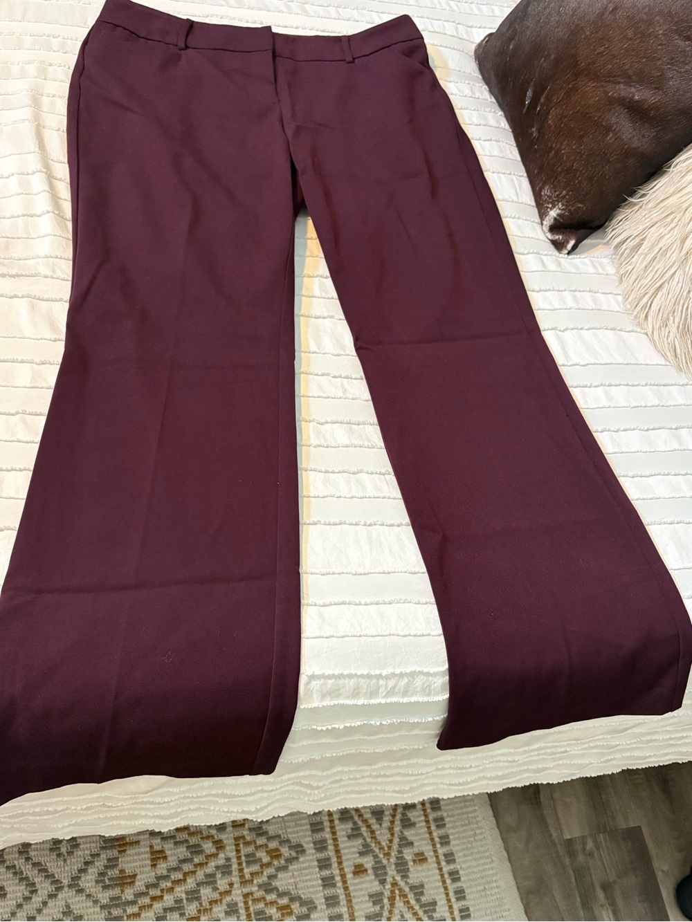 New York & Company Wide-Leg Dress Pants in Plum/Burgundy